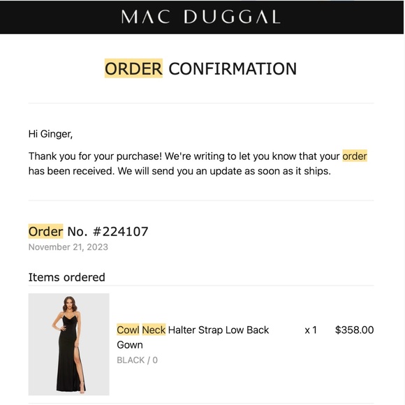 IEENA for MAC DUGGAL Cowl Neck Halter Strap Low Back Gown NWT Size 0 XS - Picture 4 of 5